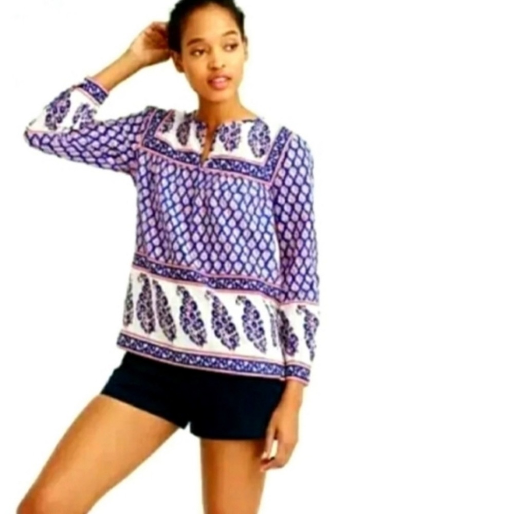 J. Crew mixed paisley print popover top. Size 12.